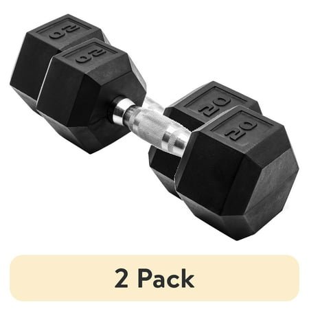 (2 pack) CAP Barbell, 20lb Rubber Hex Dumbbell, Single