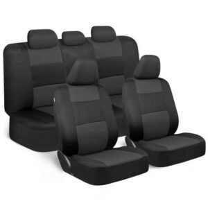 BDK PolyPro Car Seat Covers for Car Truck Van SUV, Front and Rear Split Bench Full Set, Easy to Install Universal Auto Fit, Charcoal