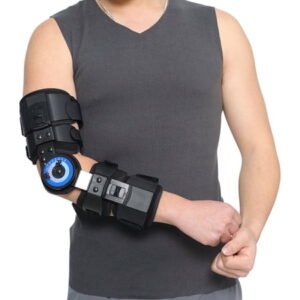 Orthomen Hinged ROM Elbow Brace, Adjustable Post OP Elbow Brace Stabilizer Splint Arm Injury Recovery Support After Surgery,Mam & Women(Right)