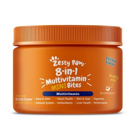 Zesty Paws 8-in-1 Multivitamin Mini Bites Chicken Flavor Dog Supplement, 90 Count