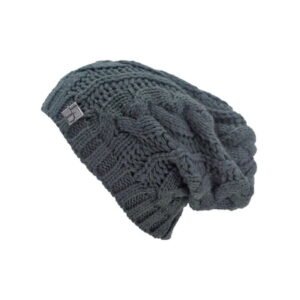 Charcoal Grey Cable Knit Unisex Slouchy Beanie Cap Hat