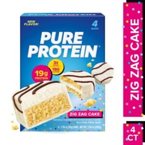 Pure Protein Bars, Zig Zag Cake, Low Sugar, 19g Protein, 1.76 oz, 4 Count
