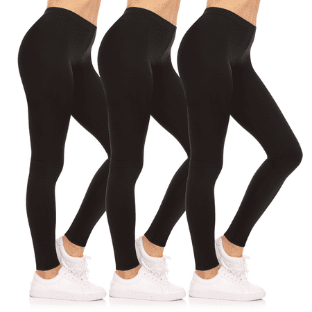 Sweet Hearts 3-Pack Leggings for Women- Elastic Waist Tummy Control Buttery Soft Women's Leggings Made in USA