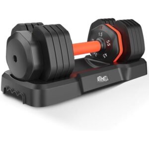 FED Fitness 55LB Adjustable Dumbbells Single,15LB to 55LB Hex Adjustable Dumbbells of 2 Anti-Slip Handle, Suitable for Home Gym Exercise Equipment