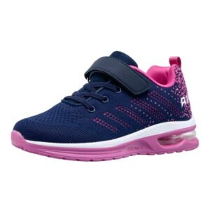 SINOSKY Kids Boys and Girl Running Shoes Comfortable Fashion Light Weight Slip on Cushion,Blue Red Color Sizes 3