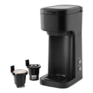 Mainstays Black Matte Dual Brew Coffee Maker, Single Serve, Auto Shutoff, 14 oz Reservoir