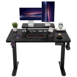 Homall 47" Wide Home Office Electric Height Adjustable Standing Desk Lifting Range 28~46" Computer Desk with Monitor Stand,Black