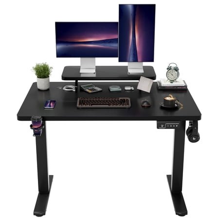 Homall 47" Wide Home Office Electric Height Adjustable Standing Desk Lifting Range 28~46" Computer Desk with Monitor Stand,Black