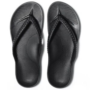Litfun Women's Flip Flops Summer Beach Thong Sandals Orthopedic Slide Sandals for Arch Support, Black