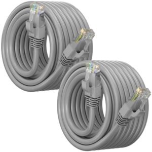 Maximm Cat 6 Ethernet Cable 40 ft (2-Pack) - High-Speed LAN Cable, Internet Cable, Patch Cable, and Network Cable - UTP, 10Gbps, 550MHz Cat6 Cable- Gray