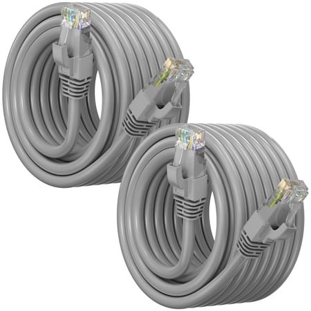 Maximm Cat 6 Ethernet Cable 40 ft (2-Pack) - High-Speed LAN Cable, Internet Cable, Patch Cable, and Network Cable - UTP, 10Gbps, 550MHz Cat6 Cable- Gray