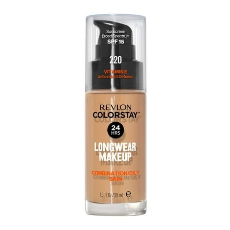 Revlon ColorStay Liquid Foundation Makeup, Matte Finish, Combination/Oily Skin, SPF 15, 220 Natural Beige, 1 fl oz