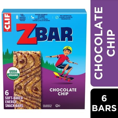 Zbar Chocolate Chip Soft-Baked Energy Snack Bars, Organic Granola Bars, Snacks for Kids, 6ct
