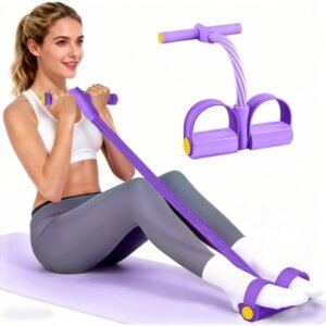 6-Tube Pedal Resistance Bands with Handles - Multifunctional Fitness Band for Waist, Abdomen, Arm & Leg Workouts, Durable Natural Rubber