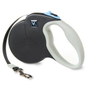 Vibrant Life 13' Reflective Retractable Tape Leash, Black, XS-S