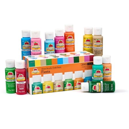 Apple Barrel Fiesta 2 fl oz Acrylic Craft Paint Set, Gloss Finish, 12 pc