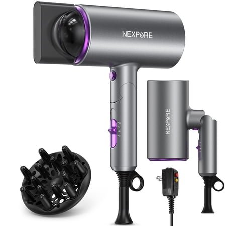 NEXPURE Professional Ionic Hair Dryer, 2000W Powerful Blow Dryer with Diffuser and Concentrator, for Home and Travel Use, Purple