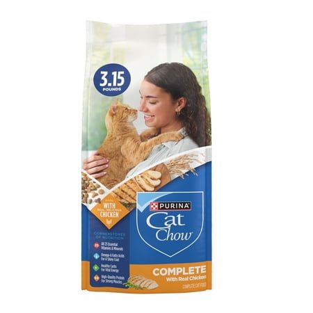 Purina Cat Chow Complete High Protein Dry Cat Food with Real Chicken, 3.15 lb Bag