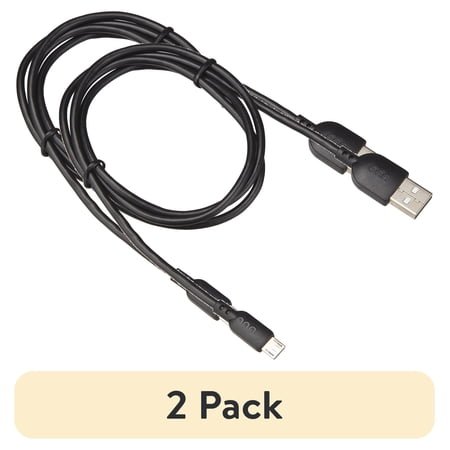 (2 pack) onn 3ft Micro-USB to USB Charging Cable, Black