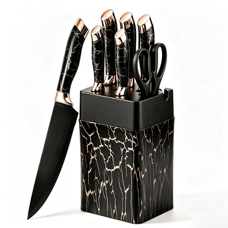 Knife Set, 7-Piece Kitchen Knife Set, Ultra Sharp German-Style Blades, Ergonomic Non-Slip Handle, Dishwasher Safe, Anti-Rust, Space-Saving Knife Block Holder