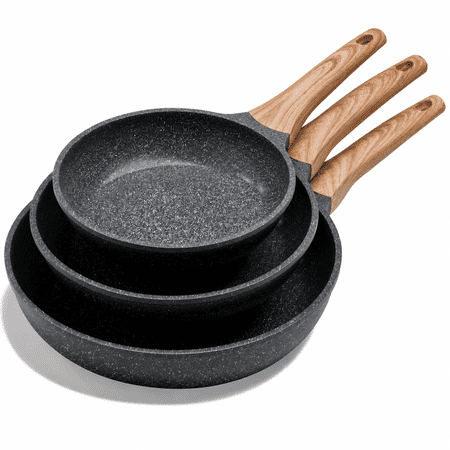 Carote 3-Piece Nonstick Frying Pan Set, 8", 9.5" & 11" Skillets, Induction Compatible Cookware