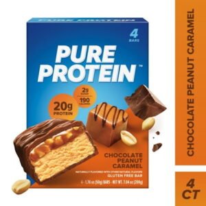 Pure Protein Bars, Chocolate Peanut Caramel, Gluten Free, 20g Protein, 1.76 oz, 4 Count