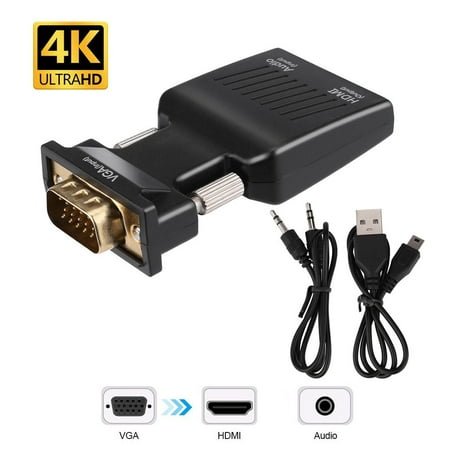 Kiplyki VGA to HDMI Adapter VGA to HDMI Video Audio Converter with USB 3.5mm Audio Cable