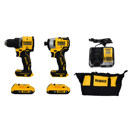 DEWALT ATOMIC 20V MAX Brushless 2-Tool Combo Kit (DCK225D2) – Compact Drill/Driver and Impact Driver, (2) 2.0Ah Batteries, Charger and Bag