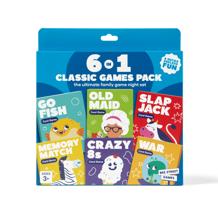 6 in 1 Classic Card Games Pack from Bee Street Games - PAL Award 2025 Winner, Includes Six Family Games