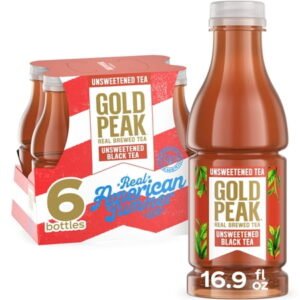 Gold Peak Unsweetened Black Iced Tea Bottles, 16.9 fl oz, 6 Pack