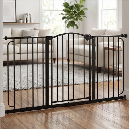 Regalo Extra Wide 58” Arched Décor Baby Safety Gate with Extensions, Pressure-Mounted for Doorways & Bottom of Stairs, Dark Bronze