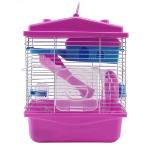 Pet Cage Hamster Cottage with Transparent Skylight Double Layer House for Golden Pink