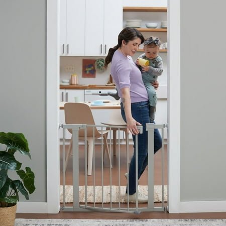 Safety 1st Pressure Mounted Baby Gates for Doorways, SecureTech® No-Drill, With Door, 29-38", Gray