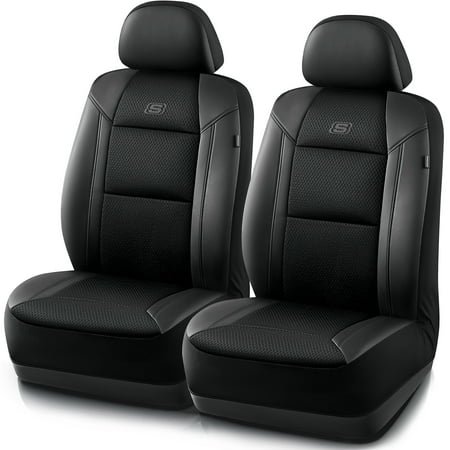 Skechers 2 -Piece Air Cooled Memory Foam Car Seat Cover Black - Universal Fit, 23SK81