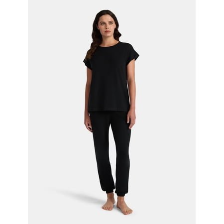 Lissome Women’s Super Soft Jersey Knit Dolman Sleep Top and Jogger Pants Pajama Set, 2-Piece, Sizes S-3X