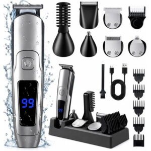 Muzpu Beard Trimmer for Men,All-in-One Trimmer Kit - IPX7 Waterproof,LED Display, Wet/Dry Shower-Safe,Hair Clipper for Men,Grooming Kit for Nose Body Face & Mustache