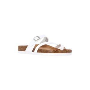 Time and Tru Women's Asymmetric Strap Footbed Sandals, Wide Width Available