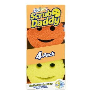 Scrub Daddy Color Sponges - Scratch-Free Multipurpose Cleaning Sponge for the Kitchen, Bathroom, and More - BPA-Free Polymer Foam, Multi-Color, 4-Count