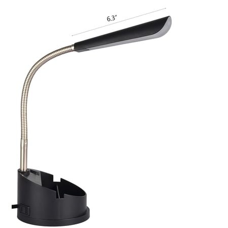 Mainstays LED Desk Organizer Lamp with Power Outlet, Black Finish
