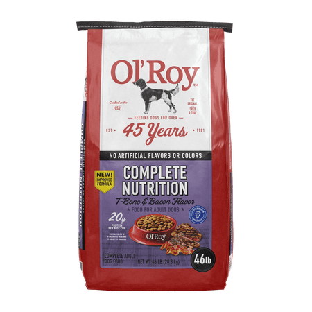 Ol' Roy Complete Nutrition T-Bone and Bacon Flavor Dry Dog Food, 46 lb Bag