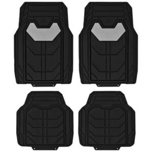 FH Group Universal Fit Bold Geometric Car Floor Mats with Trimmable Design - Gray Full Set