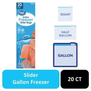 Great Value Freezer Guard Slider Zipper Freezer Bags, 1 Gallon, 20 Count