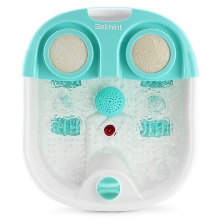 Belmint Foot Spa Massager with Heat & Bubbles Vibration, Anti Slip Rubber Feet, Massage Rollers