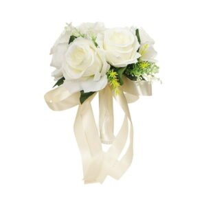 piaybook Artificial Flowers Valentine's Day Romantic Wedding Bouquet Crystal Silk Roses Bridal Wedding Hand Bouquet Bridesmaid Holding Artificial Fake Flowers Eternal Flower Love Gift