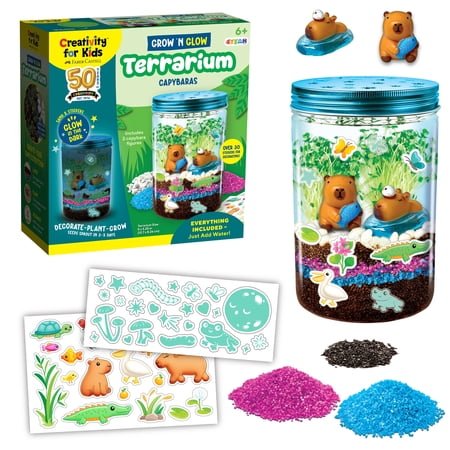 Creativity for Kids Grow 'N Glow Terrarium Kit - Capybara Summer Crafts | Educational Science Kits, Kids Gifts for Boys and Girls, STEM Projects (Ages 6+)