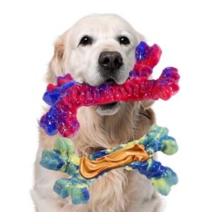 Aelflane 2 Pack Dog Toys for Aggressive Chewers,Dog Chew Toys,Boredom and Stimulating Best Dog Toys for Medium/Large Breed,Tough Almost Indestructible Dog Bones for Teeth Cleaning and Training