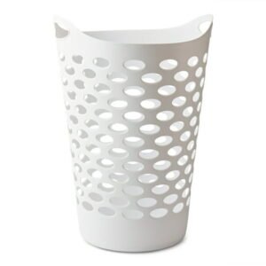 Mainstays Flexible Round Laundry Hamper, White Plastic