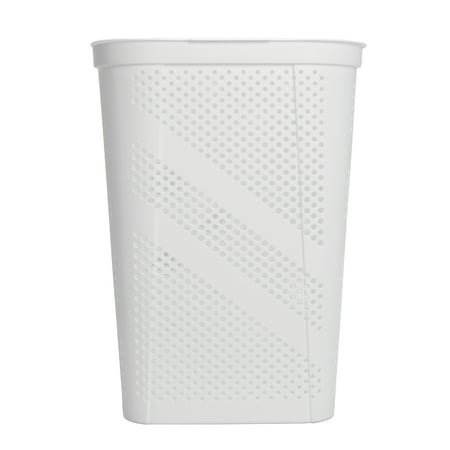 Mainstays 24" Plastic Hinged-Lid Rectangle Laundry Hamper, White, Adult