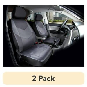 (2 pack) Auto Drive 2002SC10 Black, PU leather, All-Weather Fabric, Universal Fit Cover, Front Seat Covers, 2 Pieces