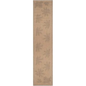 SAFAVIEH Courtyard Annabelle Floral Indoor/Outdoor Runner Rug, Natural/Gold, 2'3" x 10'